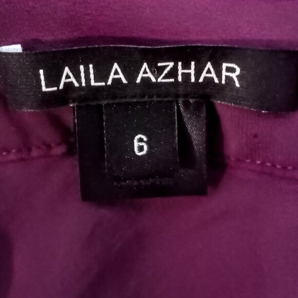 Laila Azhar Purple Silk Sleeveless Back Bow Top - Picture 3 of 5